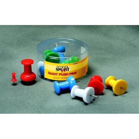 School Smart School Smart 081907 Giant Push Pin With Reclosable Tub; Assorted Color; Pack 12 81907